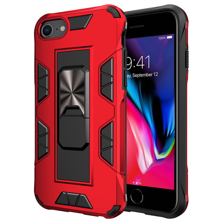 iPHONE SE 2020 / 8 / 7 Military Grade Armor Protection Stand Magnetic Feature Case (Red)